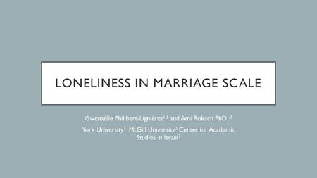 Loneliness in Marriage Scale