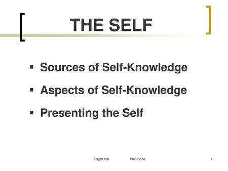 THE SELF Sources of Self-Knowledge Aspects of Self-Knowledge