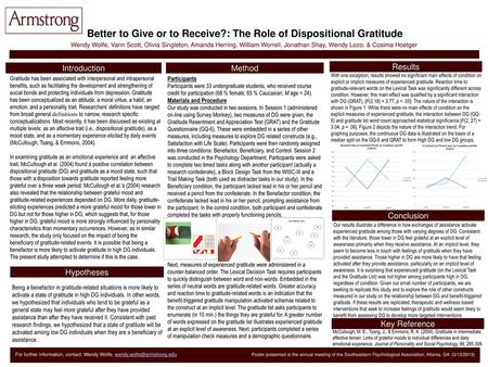 Better to Give or to Receive?: The Role of Dispositional Gratitude