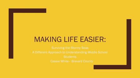 Making life easier: Surviving the Stormy Seas