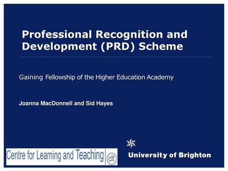 Professional Recognition and Development (PRD) Scheme