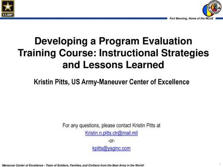 Kristin Pitts, US Army-Maneuver Center of Excellence