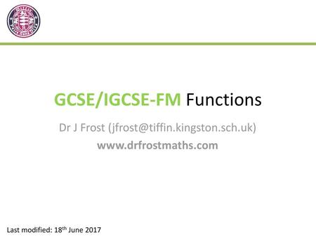 GCSE/IGCSE-FM Functions