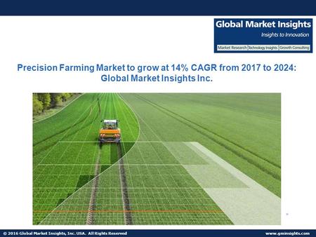 © 2016 Global Market Insights, Inc. USA. All Rights Reserved  Precision Farming Market to grow at 14% CAGR from 2017 to 2024: Global.