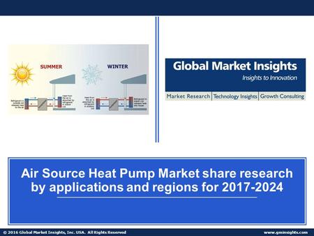 © 2016 Global Market Insights, Inc. USA. All Rights Reserved  Air Source Heat Pump Market share research by applications and regions.