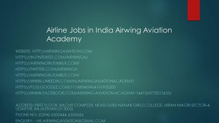 Airline Jobs in India Airwing Aviation Academy 
