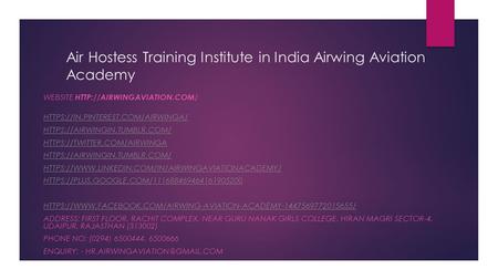 Air Hostess Training Institute in India Airwing Aviation Academy WEBSITE  