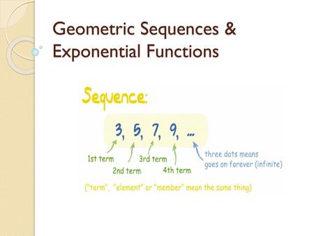 Geometric Sequences & Exponential Functions