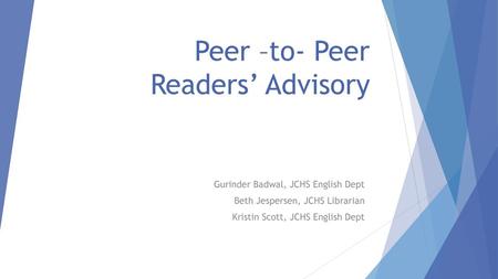 Peer –to- Peer Readers’ Advisory