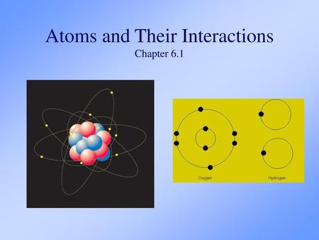 Atoms and Their Interactions Chapter 6.1
