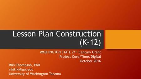 Lesson Plan Construction (K-12)