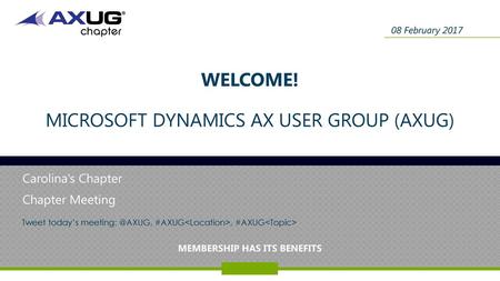 Welcome! Microsoft Dynamics AX user Group (AXug)