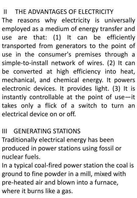  II     THE ADVANTAGES OF ELECTRICITY