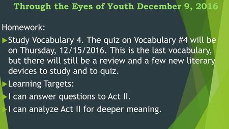 Through the Eyes of Youth December 9, 2016