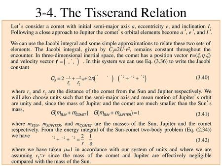 3-4. The Tisserand Relation