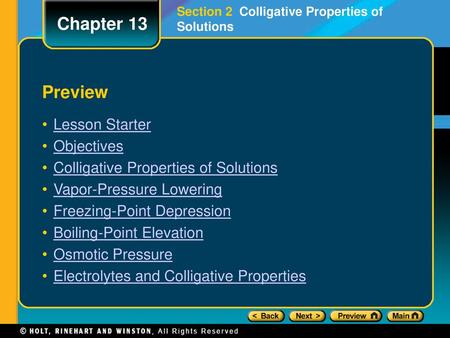 Chapter 13 Preview Lesson Starter Objectives