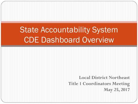 State Accountability System CDE Dashboard Overview