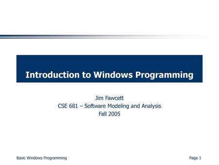 Introduction to Windows Programming