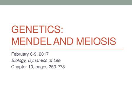 Genetics: Mendel and meiosis