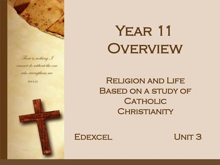 Religion and Life Based on a study of Catholic Christianity