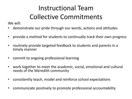 Instructional Team Collective Commitments