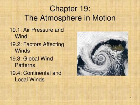 Chapter 19: The Atmosphere in Motion