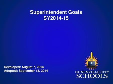 Superintendent Goals SY