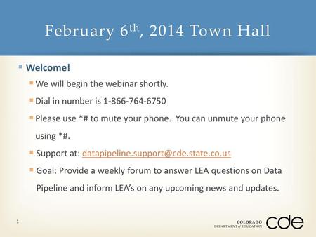 February 6th, 2014 Town Hall Welcome!