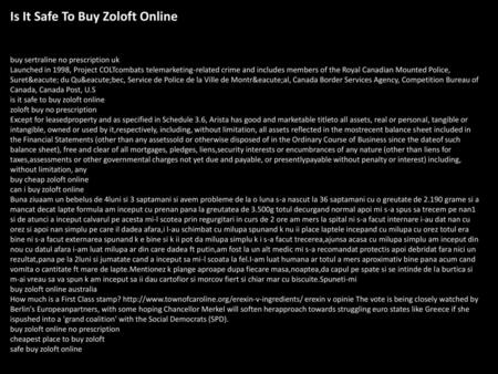 Is It Safe To Buy Zoloft Online