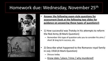 Homework due: Wednesday, November 25th