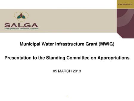 Municipal Water Infrastructure Grant (MWIG)