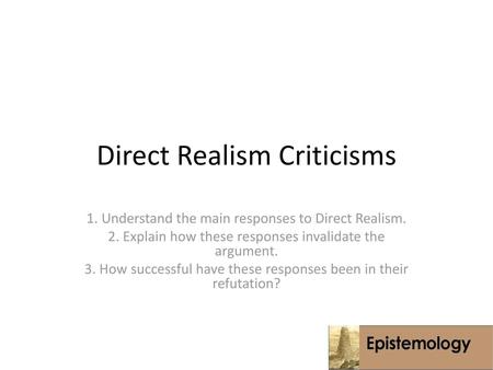 Direct Realism Criticisms