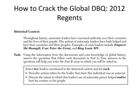How to Crack the Global DBQ: 2012 Regents
