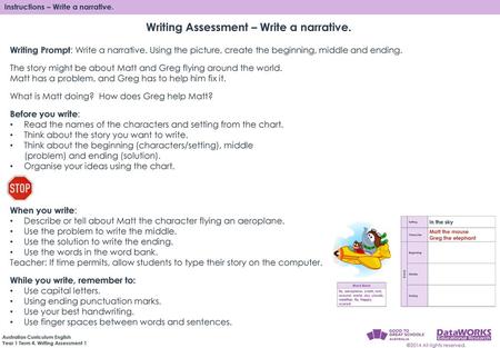 Writing Assessment – Write a narrative.