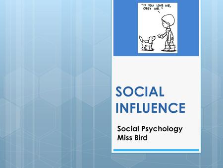 SOCIAL INFLUENCE Social Psychology Miss Bird.