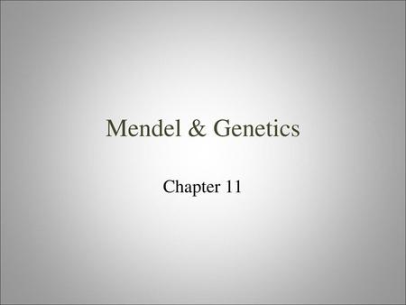 Mendel & Genetics Chapter 11.