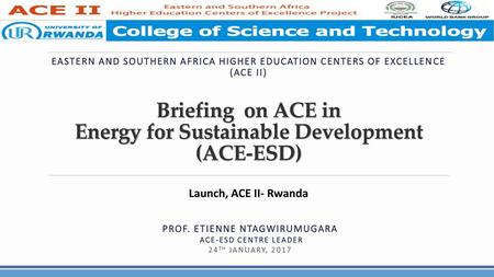 Briefing on ACE in Energy for Sustainable Development (ACE-ESD)