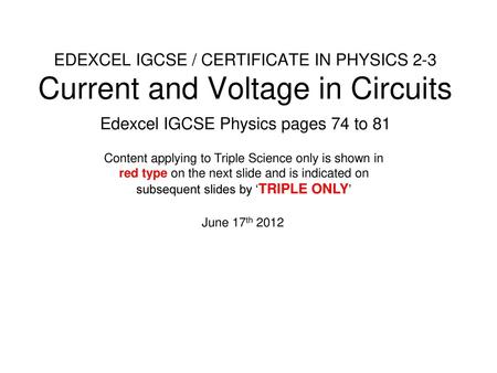 Edexcel IGCSE Physics pages 74 to 81