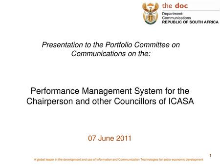 Presentation to the Portfolio Committee on Communications on the: