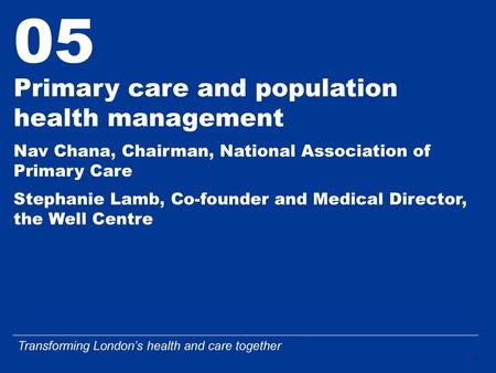 Primary care and population health management