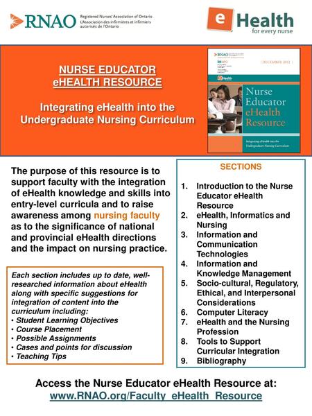 Integrating eHealth into the Undergraduate Nursing Curriculum