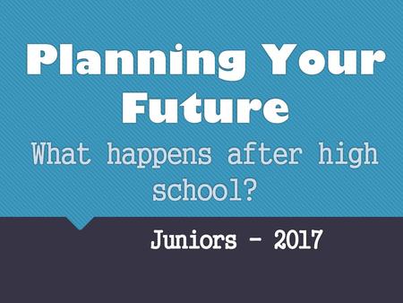 Planning Your Future What happens after high school?