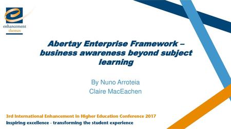 Abertay Enterprise Framework – business awareness beyond subject learning By Nuno Arroteia Claire MacEachen.