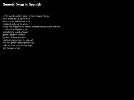 Generic Drugs In Spanish