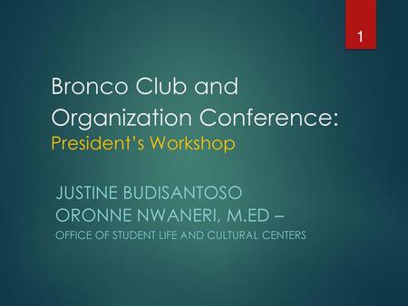Bronco Club and Organization Conference: President’s Workshop