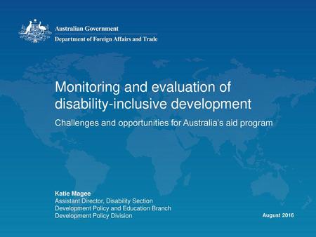 Monitoring and evaluation of disability-inclusive development