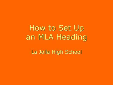 How to Set Up an MLA Heading