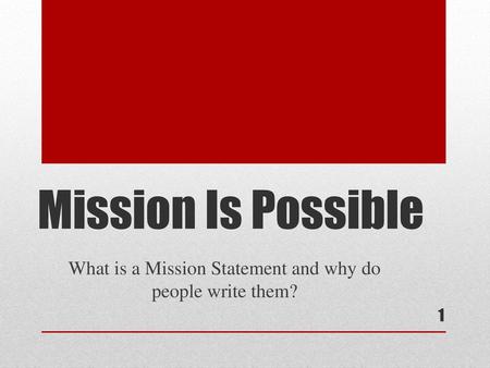 What is a Mission Statement and why do people write them?