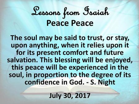 Lessons from Isaiah Peace Peace