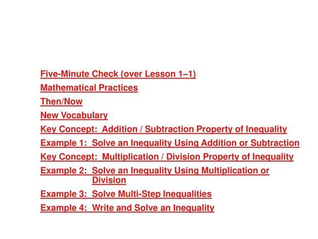 Five-Minute Check (over Lesson 1–1) Mathematical Practices Then/Now